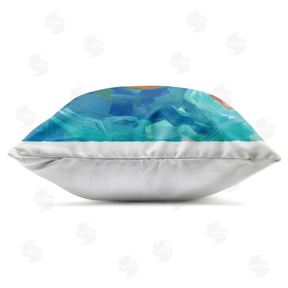 Imagine It Images Sunbathing in Tropical Pool Outdoor Quick-Dry Polyester Square Throw Pillow Zipper Detail