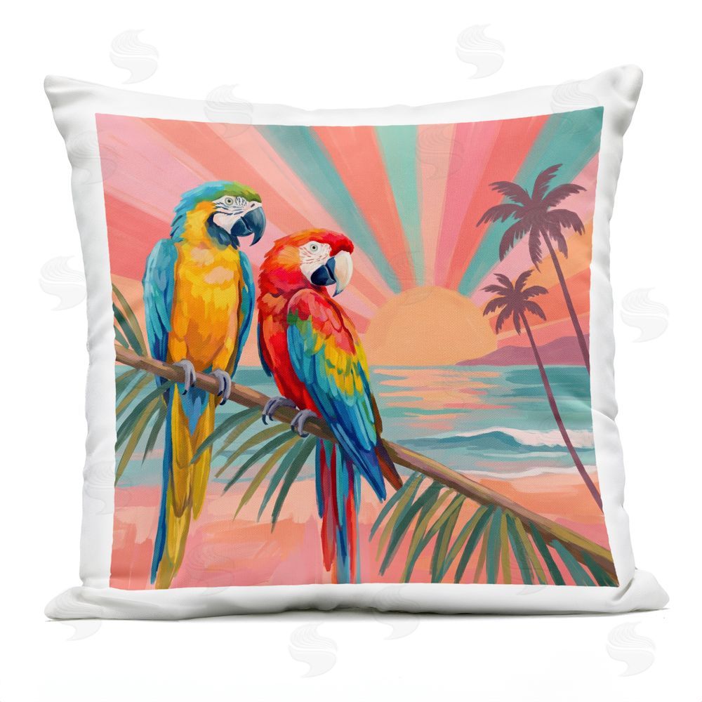 Imagine It Images Perched Parrots & Sun Rays Outdoor Quick-Dry Polyester Square Throw Pillow