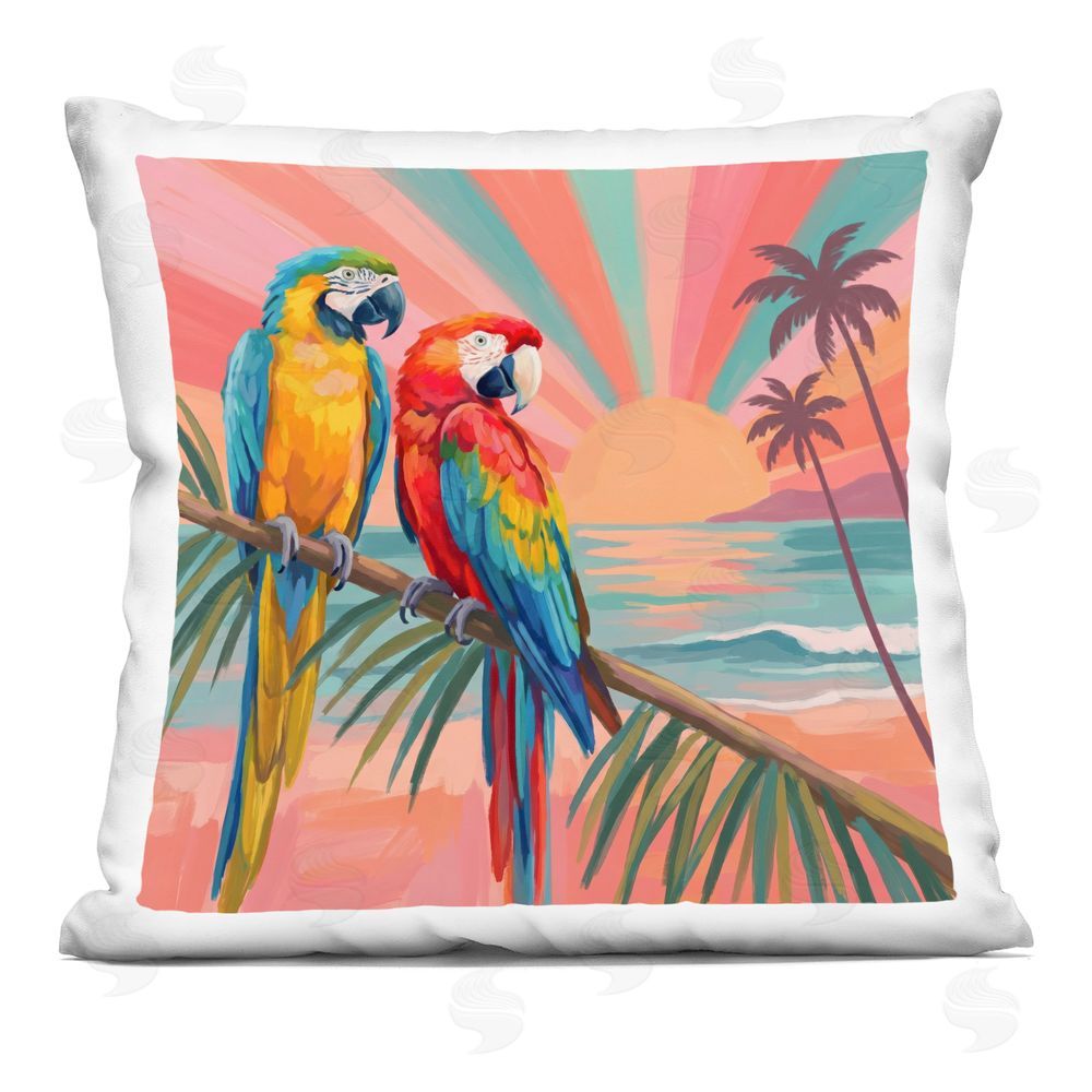 Imagine It Images Perched Parrots & Sun Rays Indoor Plush Polyester Square Throw Pillow