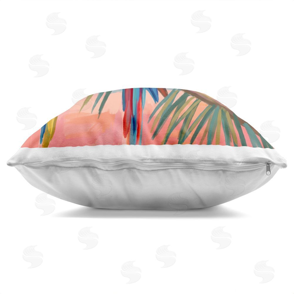 Imagine It Images Perched Parrots & Sun Rays Indoor Plush Polyester Square Throw Pillow Zipper Detail