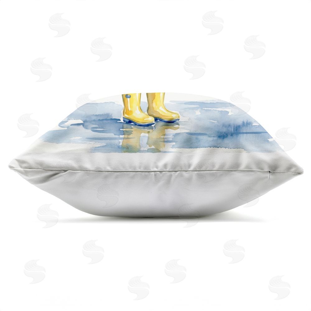 Imagine It Images Blue Duck with Yellow Rain Boots Outdoor Quick-Dry Polyester Square Throw Pillow Zipper Detail