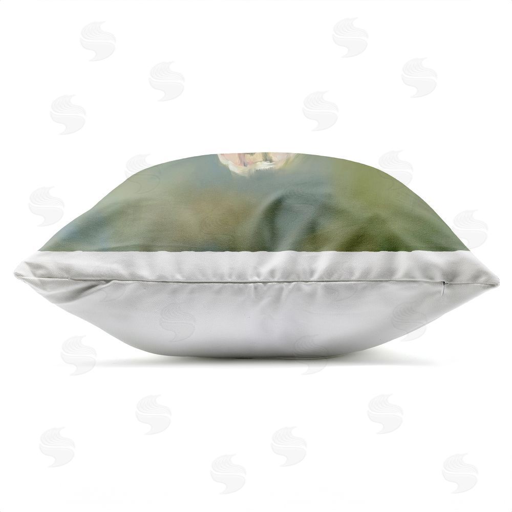 Imagine It Images Muted Green Moth In Flight Outdoor Quick-Dry Polyester Square Throw Pillow Zipper Detail