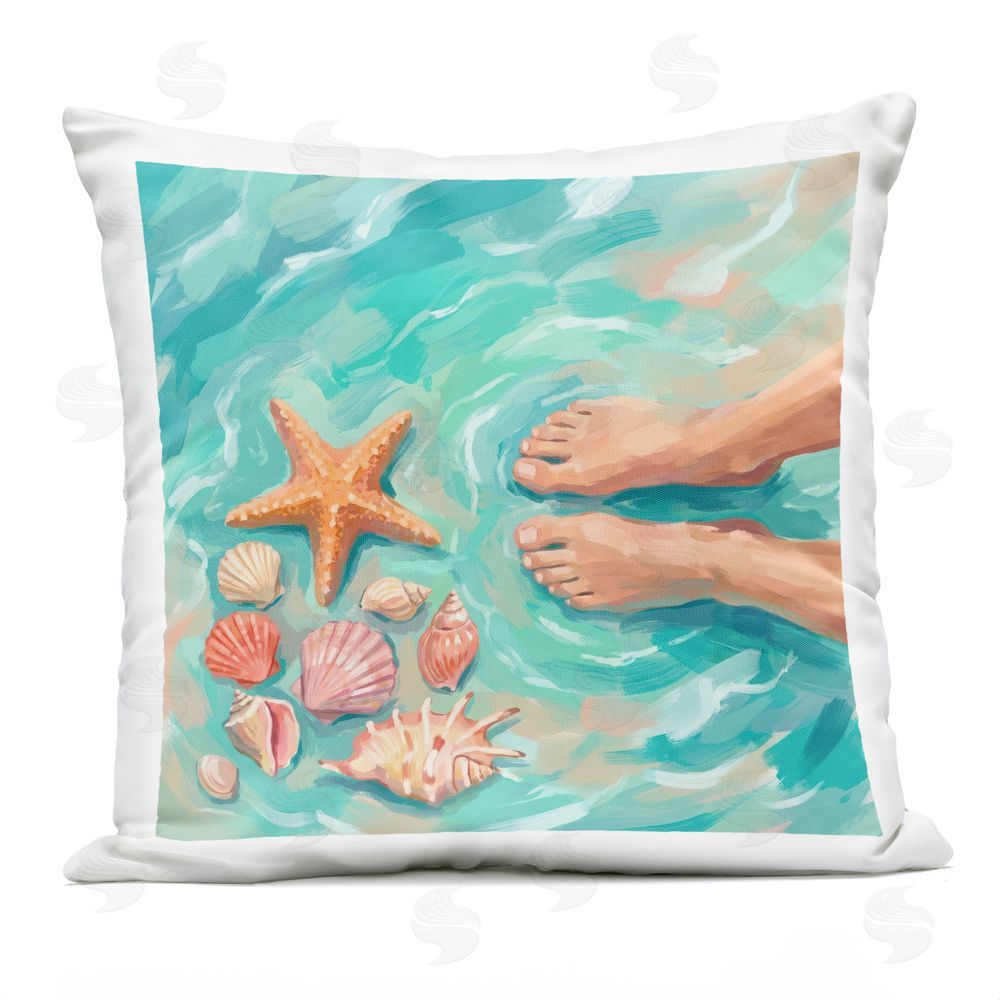 Imagine It Images Seashells in Tide Pool Outdoor Quick-Dry Polyester Square Throw Pillow