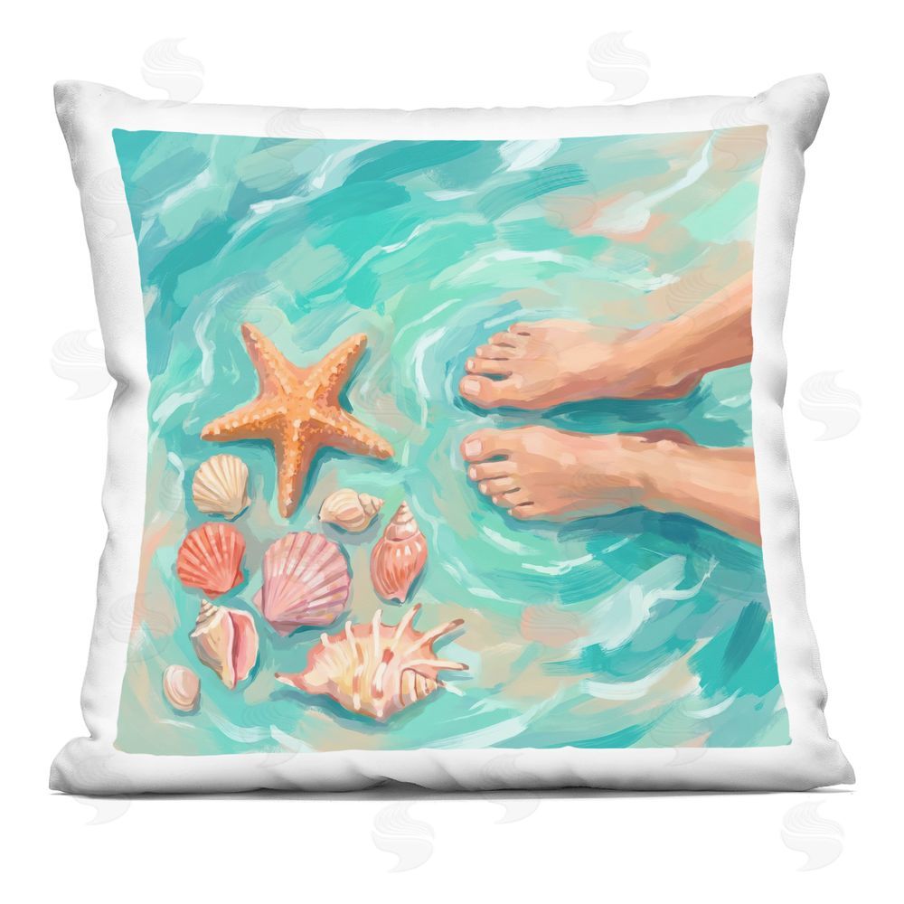 Imagine It Images Seashells in Tide Pool Indoor Plush Polyester Square Throw Pillow