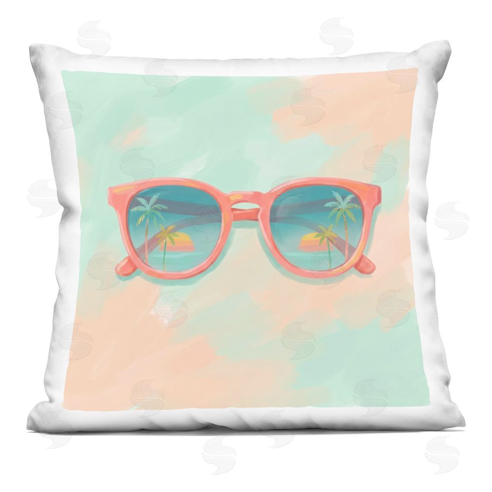 Imagine It Images Pastel Sunglasses with Reflection Indoor Plush Polyester Square Throw Pillow