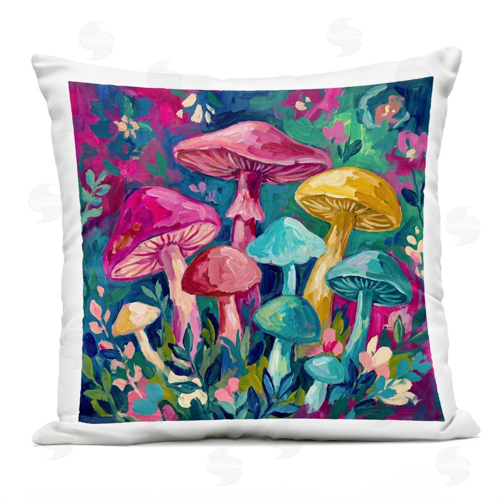 Imagine It Images Jewel Hued Mushrooms Outdoor Quick-Dry Polyester Square Throw Pillow
