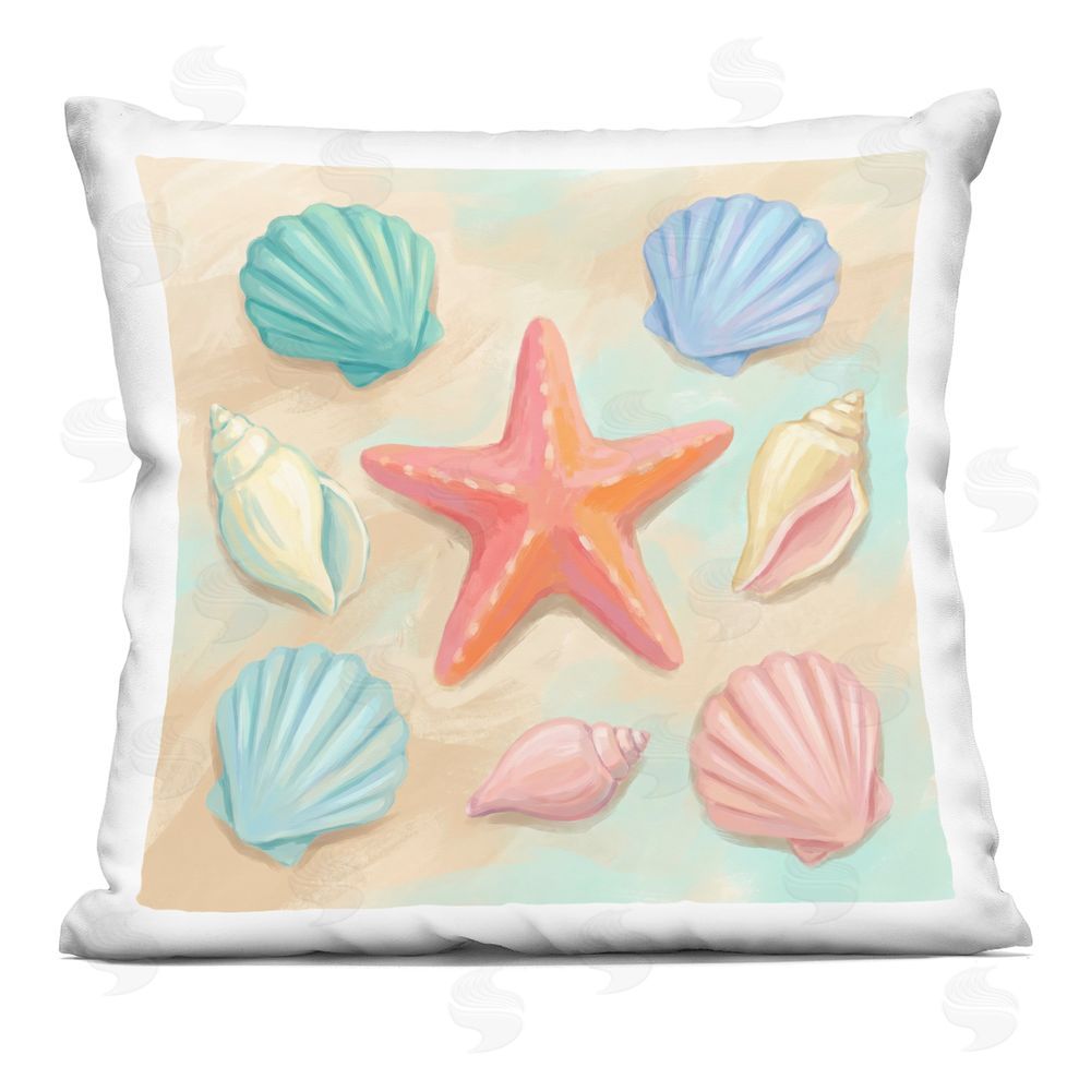 Imagine It Images Seashell Collection Symmetry Indoor Plush Polyester Square Throw Pillow
