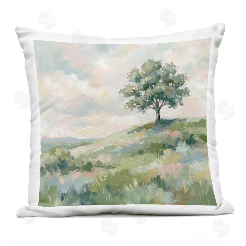 Imagine It Images Lone Tree On A Hill Outdoor Quick-Dry Polyester Square Throw Pillow
