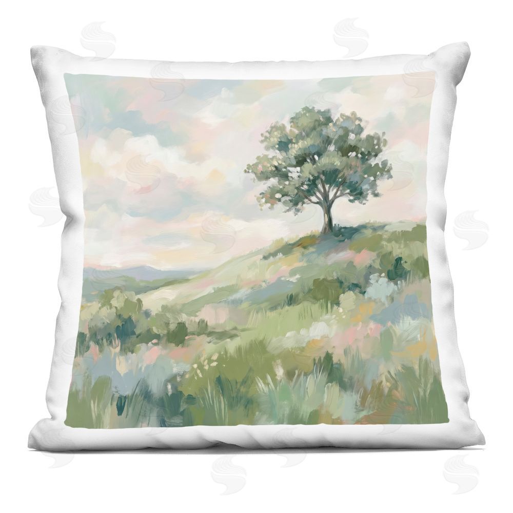 Imagine It Images Lone Tree On A Hill Indoor Plush Polyester Square Throw Pillow