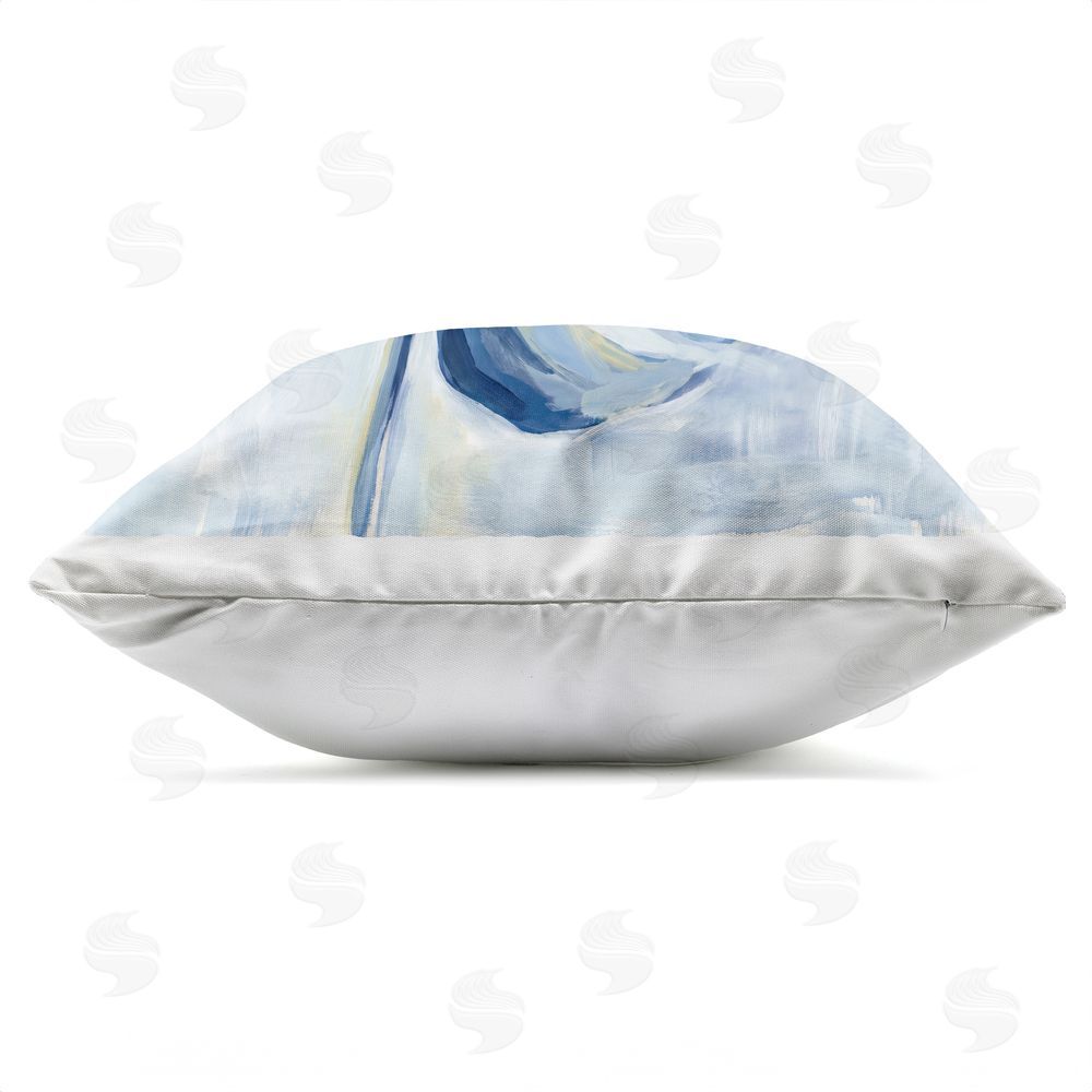 Imagine It Images Single Blue Monstera Leaf Outdoor Quick-Dry Polyester Square Throw Pillow Zipper Detail