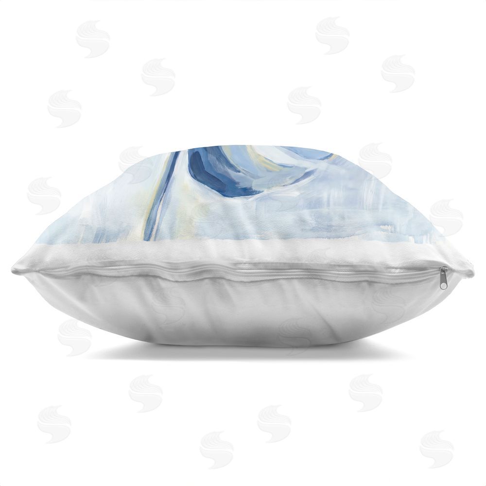 Imagine It Images Single Blue Monstera Leaf Indoor Plush Polyester Square Throw Pillow Zipper Detail