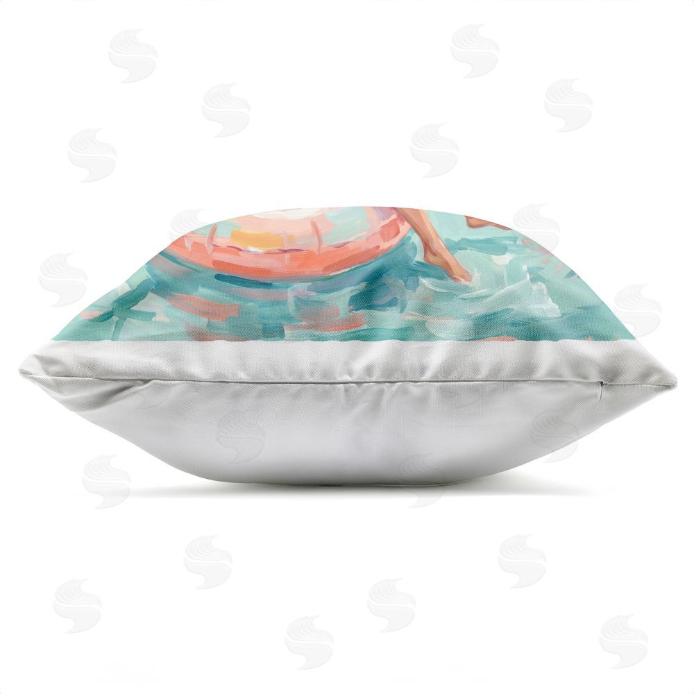 Imagine It Images Pool Float Relaxation Outdoor Quick-Dry Polyester Square Throw Pillow Zipper Detail