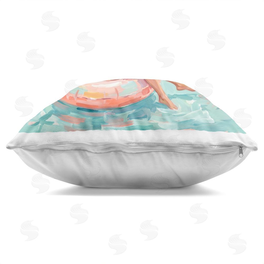 Imagine It Images Pool Float Relaxation Indoor Plush Polyester Square Throw Pillow Zipper Detail
