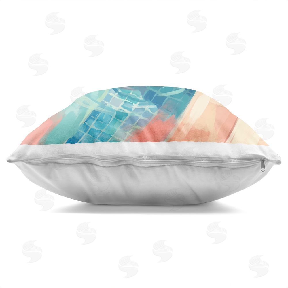 Imagine It Images Dipping Feet into Pool Indoor Plush Polyester Square Throw Pillow Zipper Detail