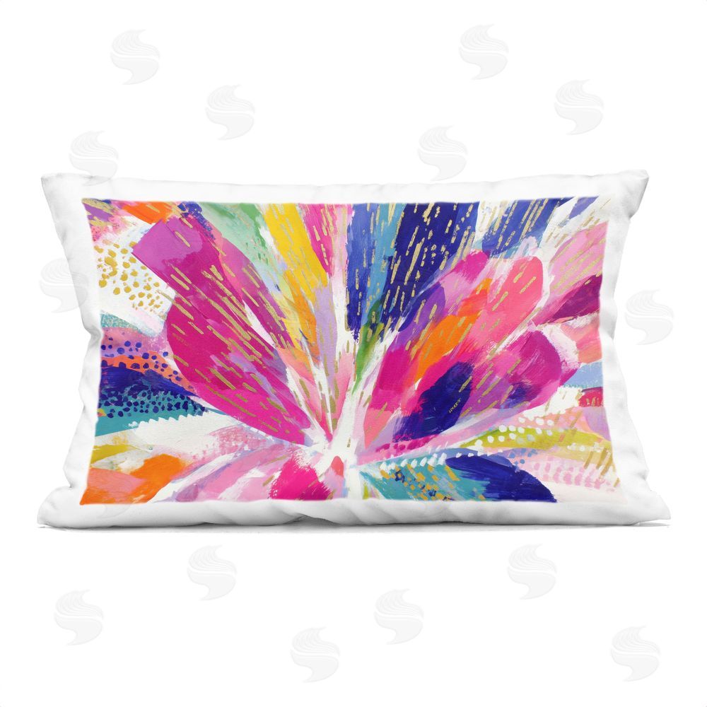 Chromatic Storm Studio Flower Burst in Vibrant Tones Printed Lumbar Throw Pillow