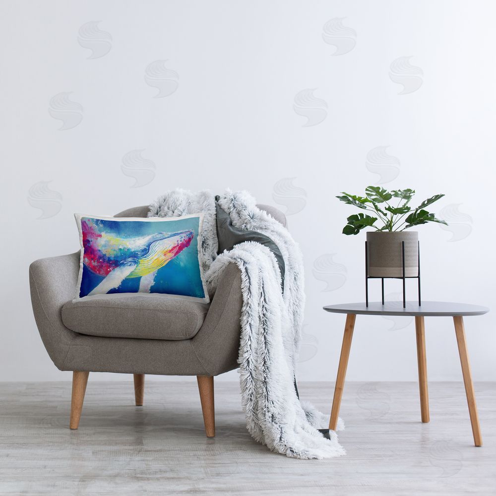 Chromatic Storm Studio Breaching Humpback Whale Printed Lumbar Throw Pillow on Seat