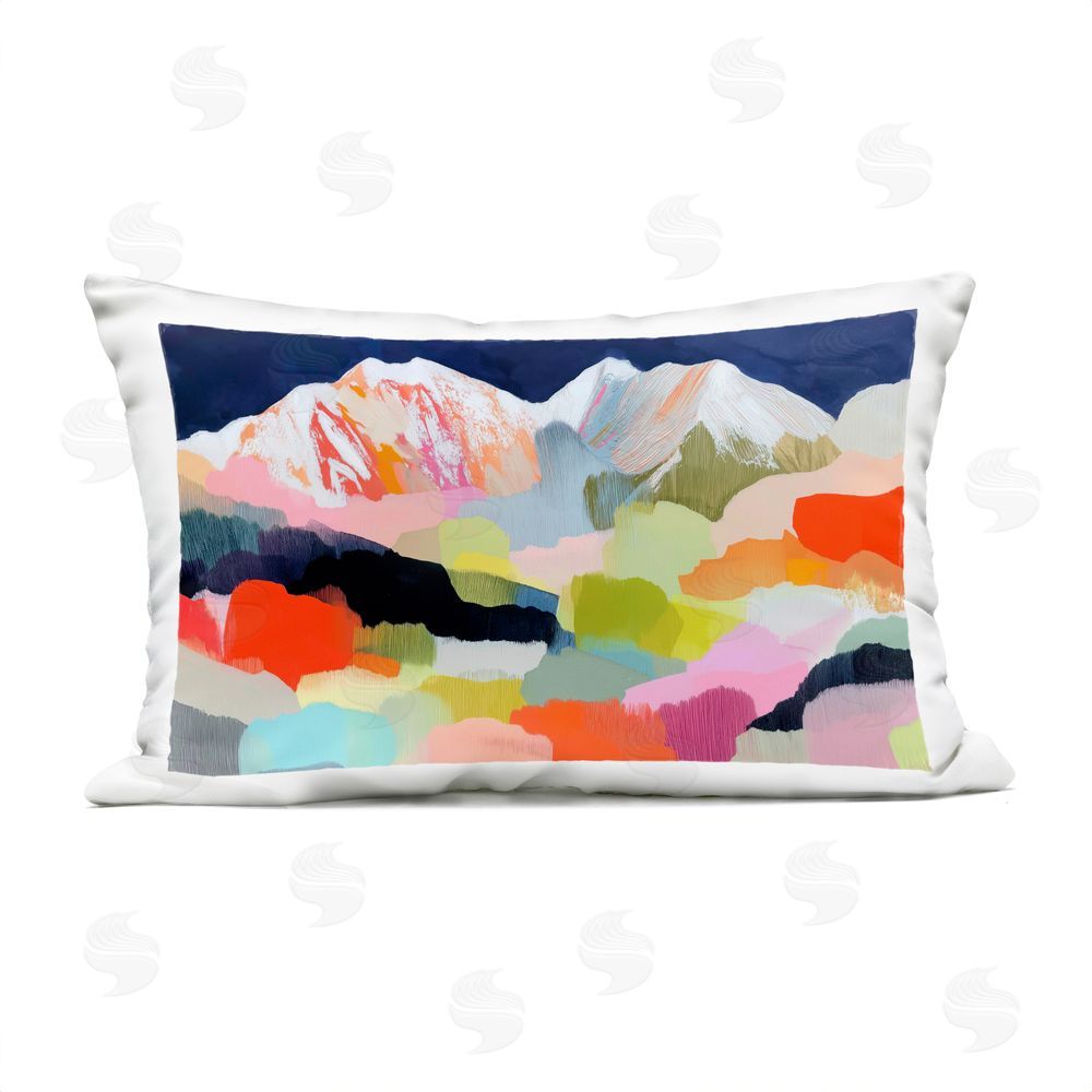 Chromatic Storm Studio Alpine Glow in Vibrant Mountains Outdoor Printed Lumbar Throw Pillow