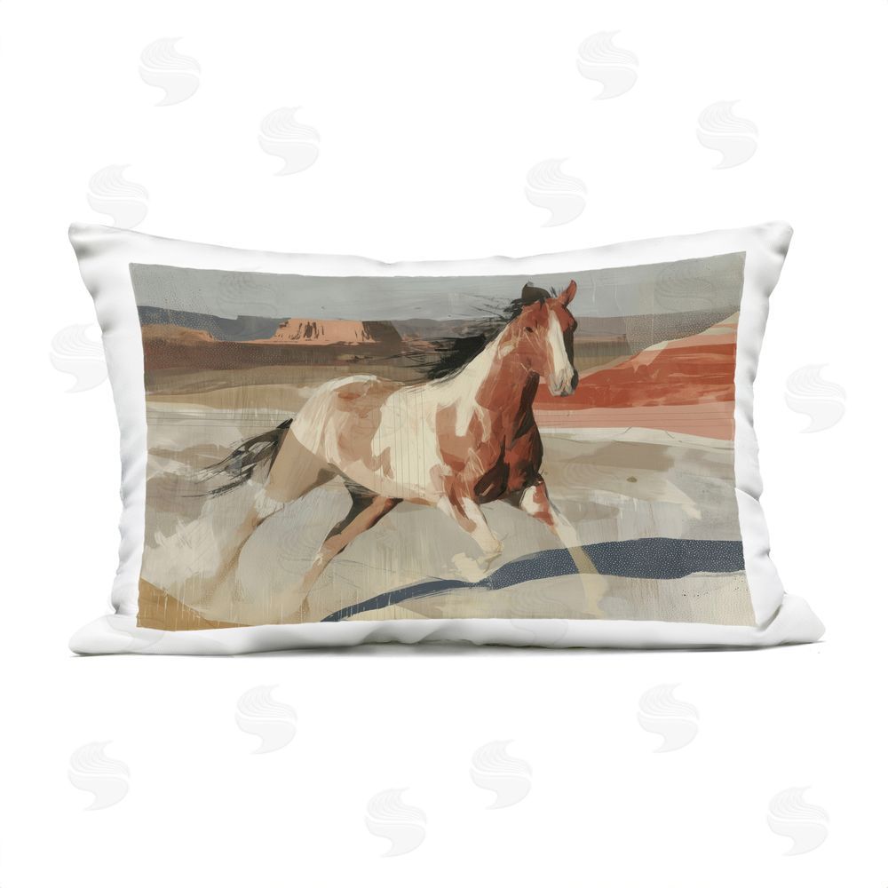 Chromatic Storm Studio Wild Horse Across Plains Outdoor Printed Lumbar Throw Pillow