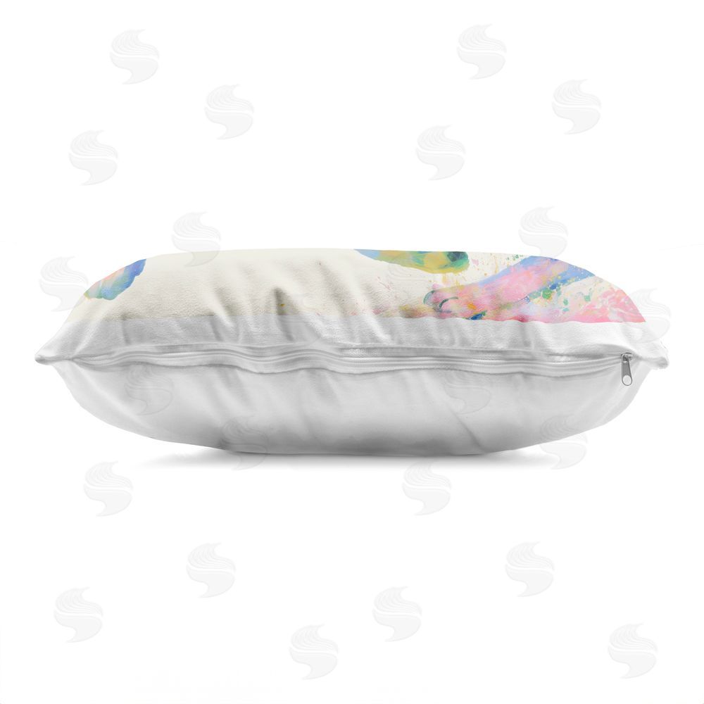 Chromatic Storm Studio Colorful Tiger In Motion Printed Lumbar Throw Pillow Side View with Zipper Detail