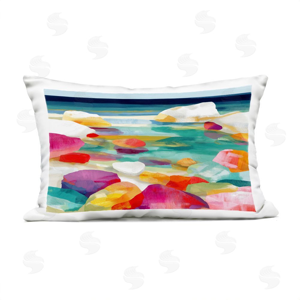 Chromatic Storm Studio Vivid Stones By The Shore Outdoor Printed Lumbar Throw Pillow