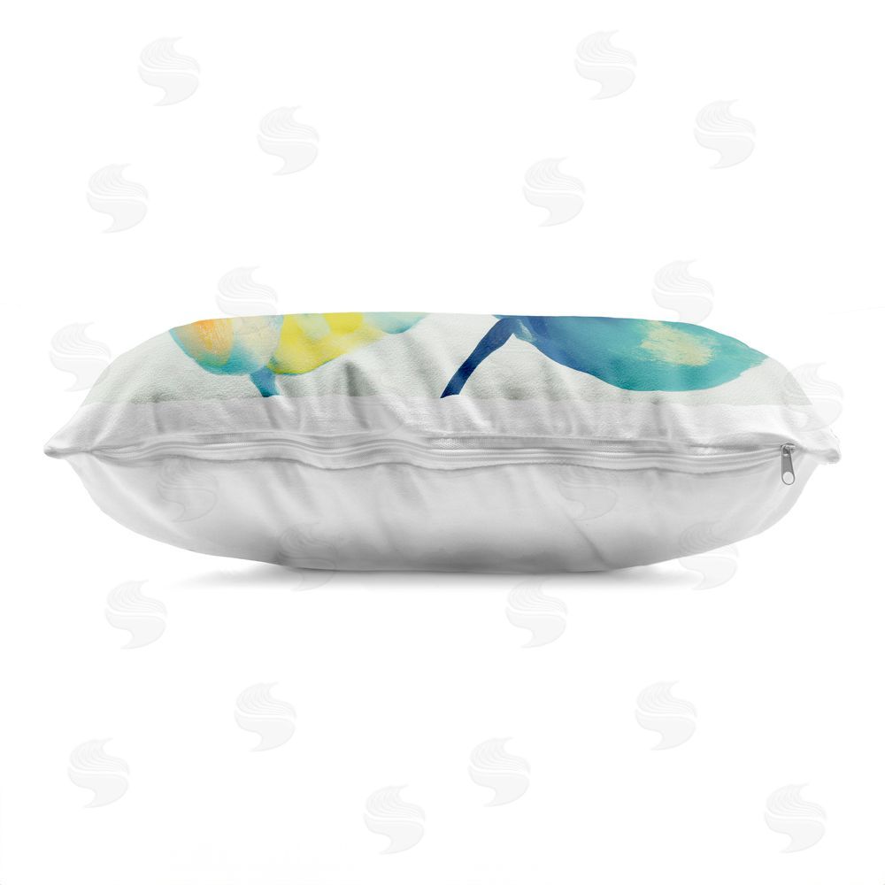 Chromatic Storm Studio Two Colorful Poppies Printed Lumbar Throw Pillow Side View with Zipper Detail