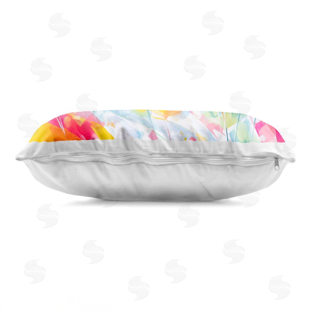 Chromatic Storm Studio Sea Oats & Ocean Breeze Abstract Printed Lumbar Throw Pillow Side View with Zipper Detail