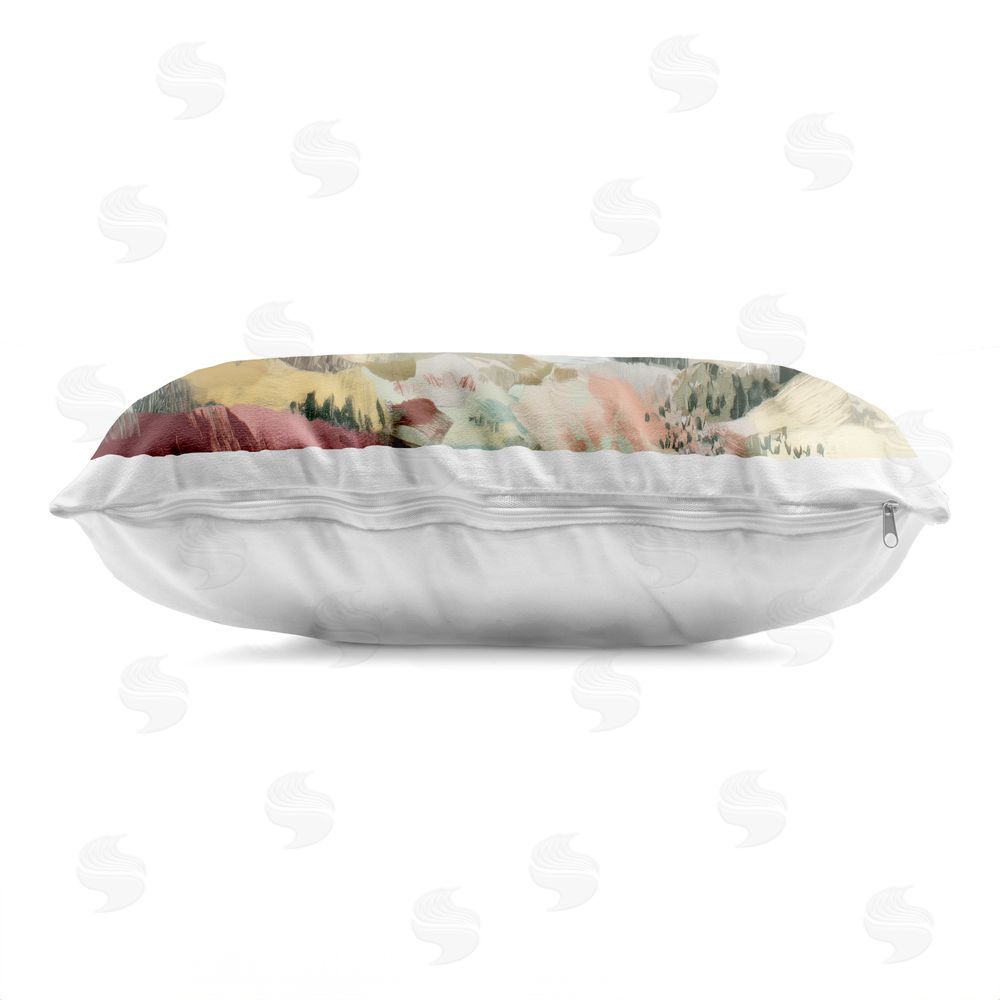 Chromatic Storm Studio Mountain Valley Vista Printed Lumbar Throw Pillow Side View with Zipper Detail