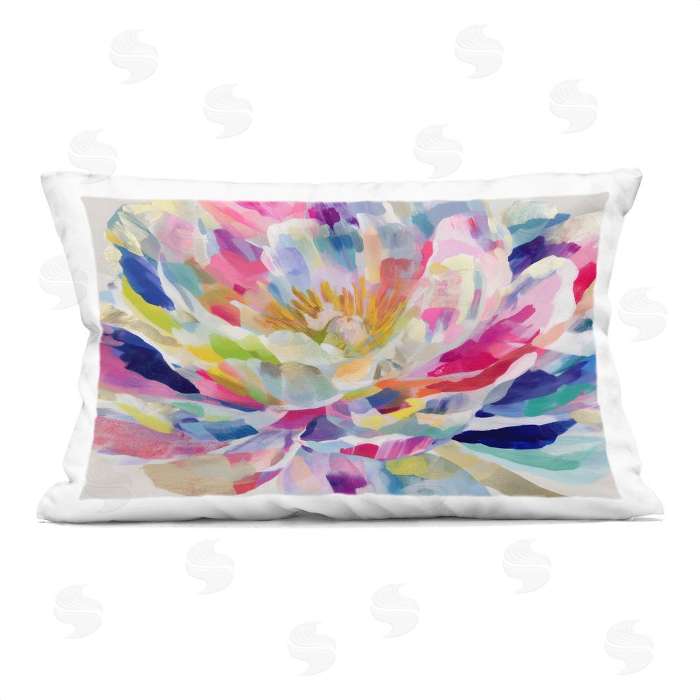 Chromatic Storm Studio Dahlia in Pink & Blue Printed Lumbar Throw Pillow