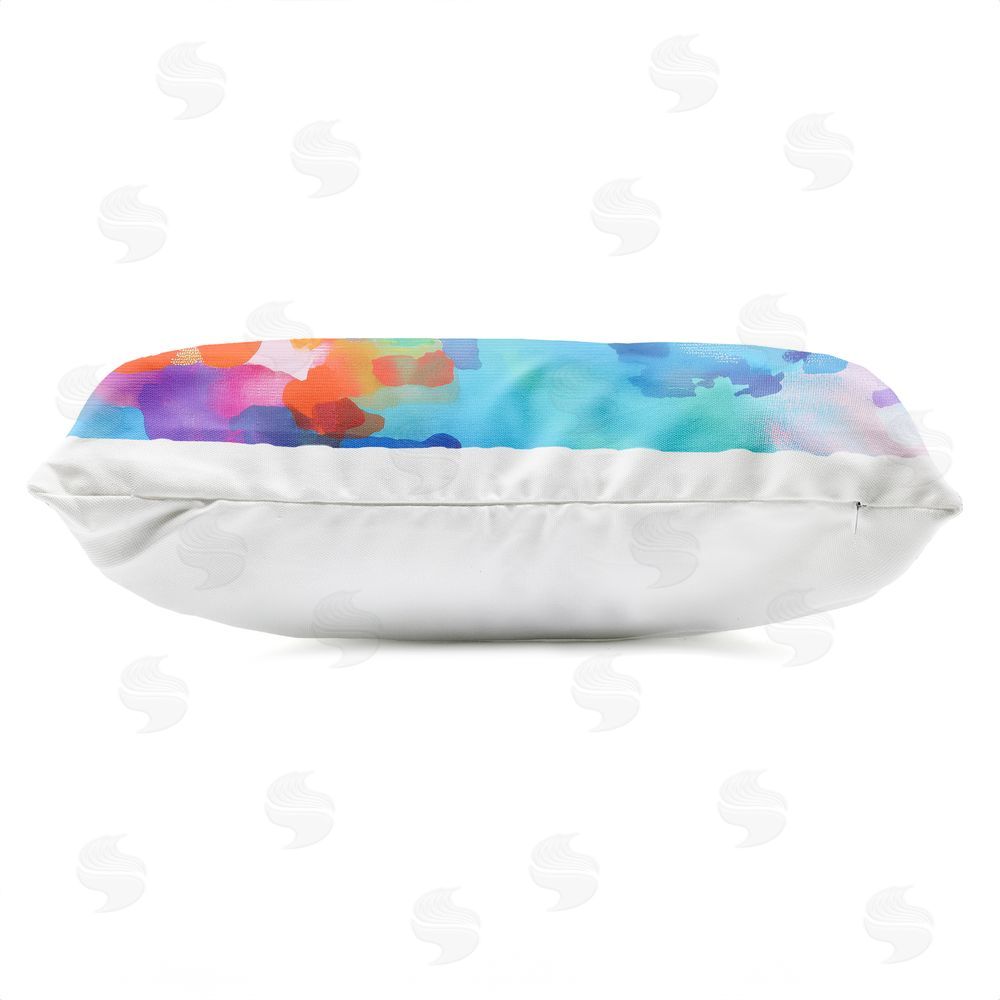Chromatic Storm Studio Coastal Pools Overlay Abstraction Outdoor Printed Lumbar Throw Pillow Side View with Zipper Detail