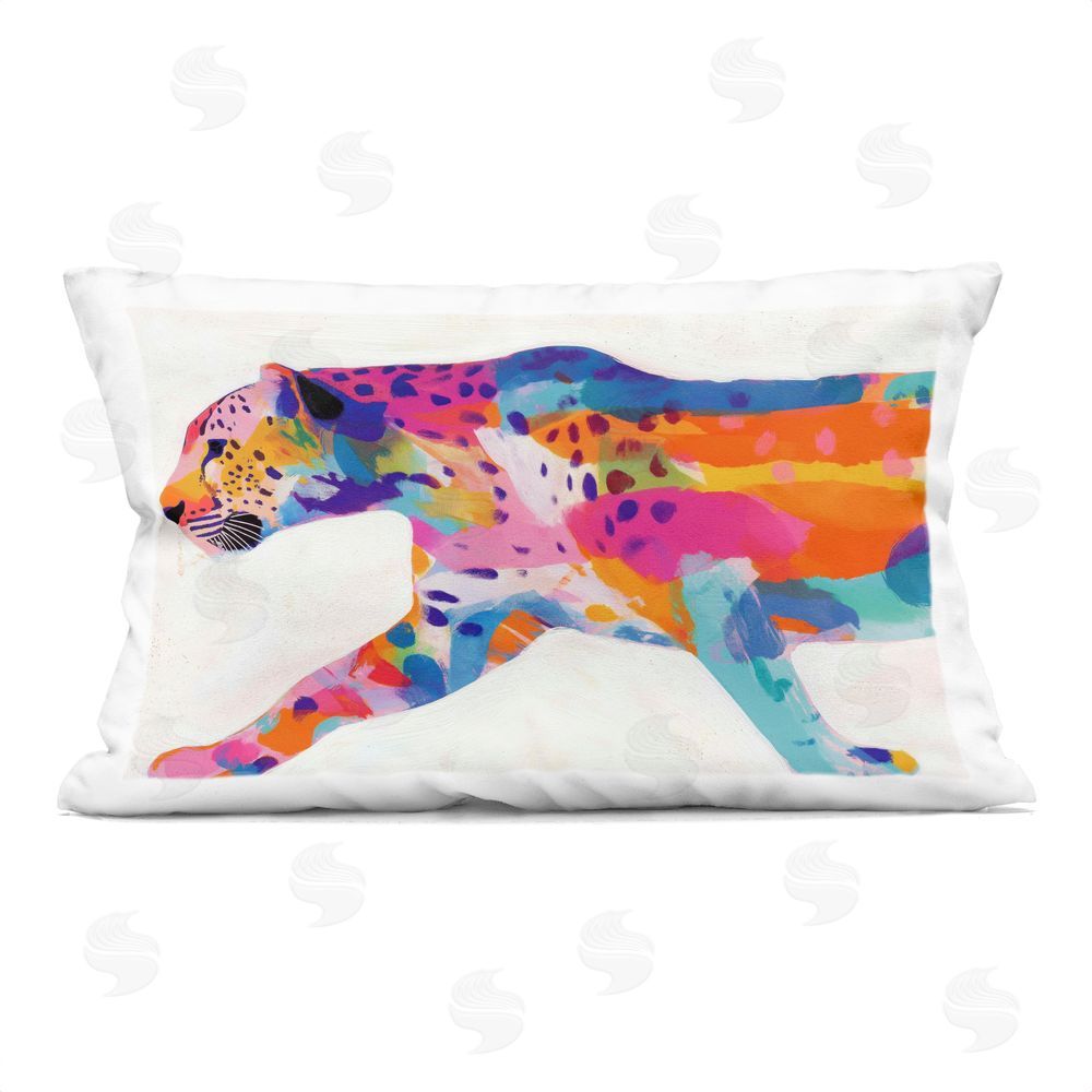Chromatic Storm Studio Vibrant Hued Cheetah In Motion Printed Lumbar Throw Pillow