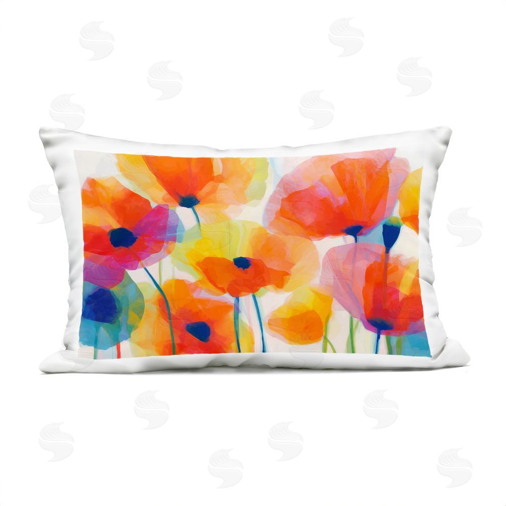 Chromatic Storm Studio Poppies At Golden Hour Outdoor Printed Lumbar Throw Pillow