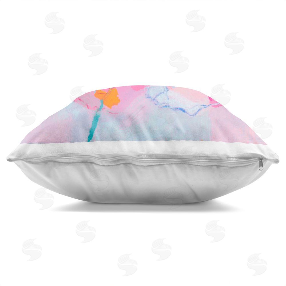 Chromatic Storm Studio The Open Petal Expression Square Printed Throw Pillow Side View with Zipper Detail