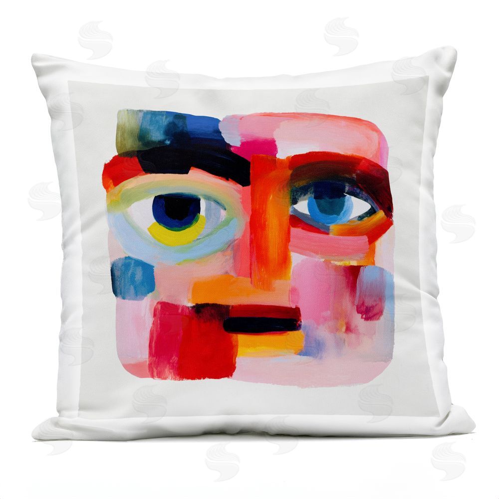 Chromatic Storm Studio Cubist Gaze in Vivids Outdoor Square Printed Throw Pillow