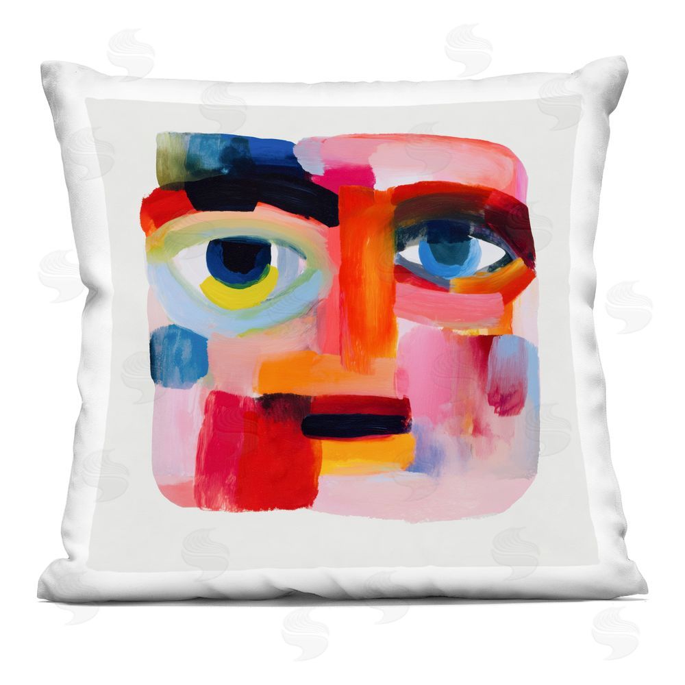 Chromatic Storm Studio Cubist Gaze in Vivids Square Printed Throw Pillow
