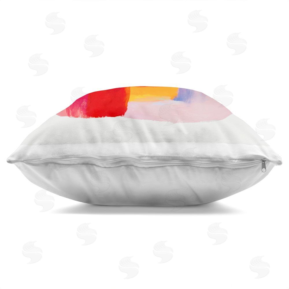 Chromatic Storm Studio Cubist Gaze in Vivids Square Printed Throw Pillow Side View with Zipper Detail
