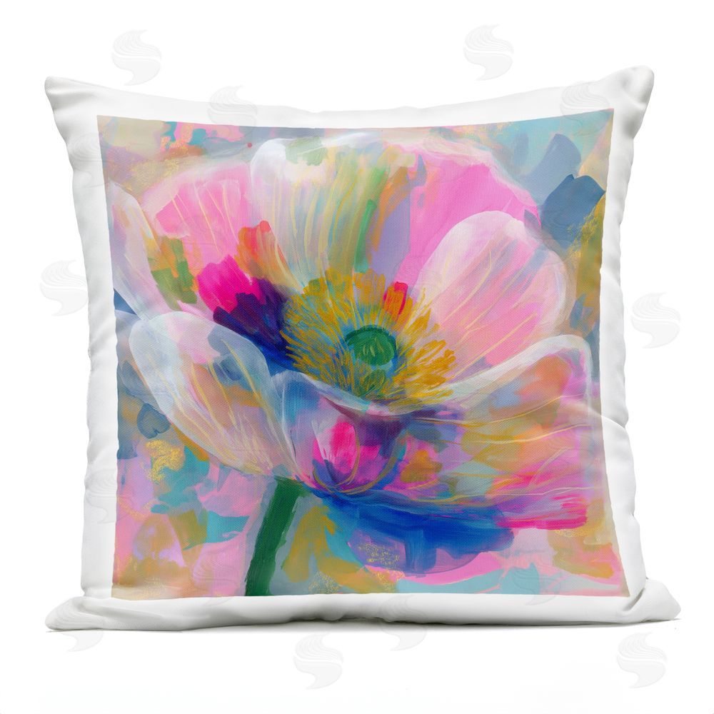 Chromatic Storm Studio Backlit Kaleidoscopic Poppy Outdoor Square Printed Throw Pillow