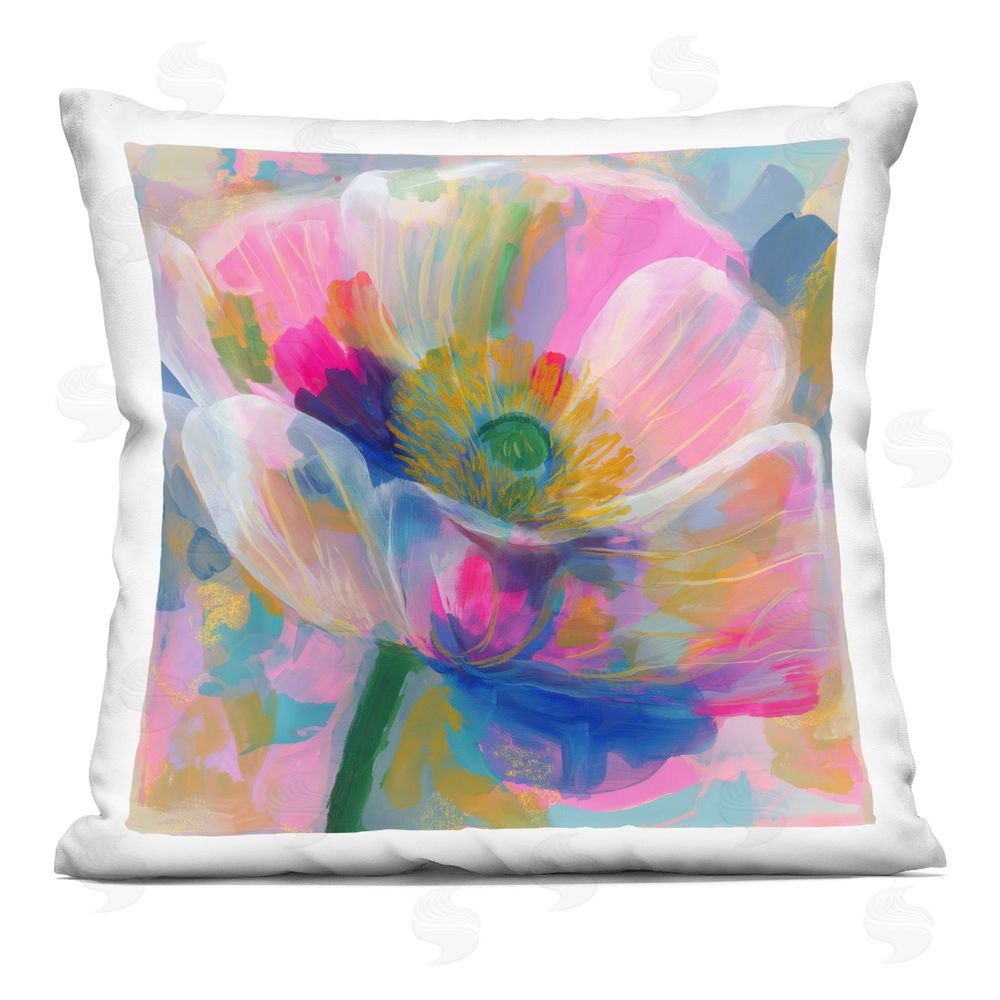 Chromatic Storm Studio Backlit Kaleidoscopic Poppy Square Printed Throw Pillow