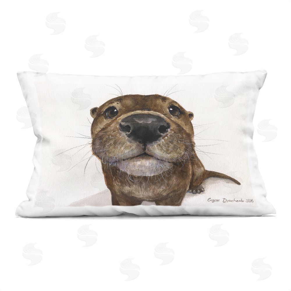 George Dyachenko Cute Sniffing Otter Indoor Plush Polyester Lumbar Pillow