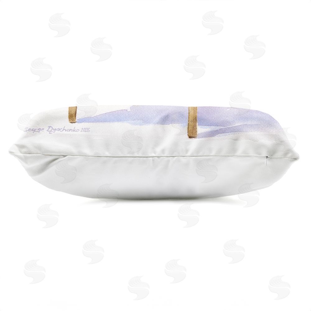 George Dyachenko Husky Perched on Chair Outdoor Quick-Dry Polyester Lumbar Pillow Zipper Detail