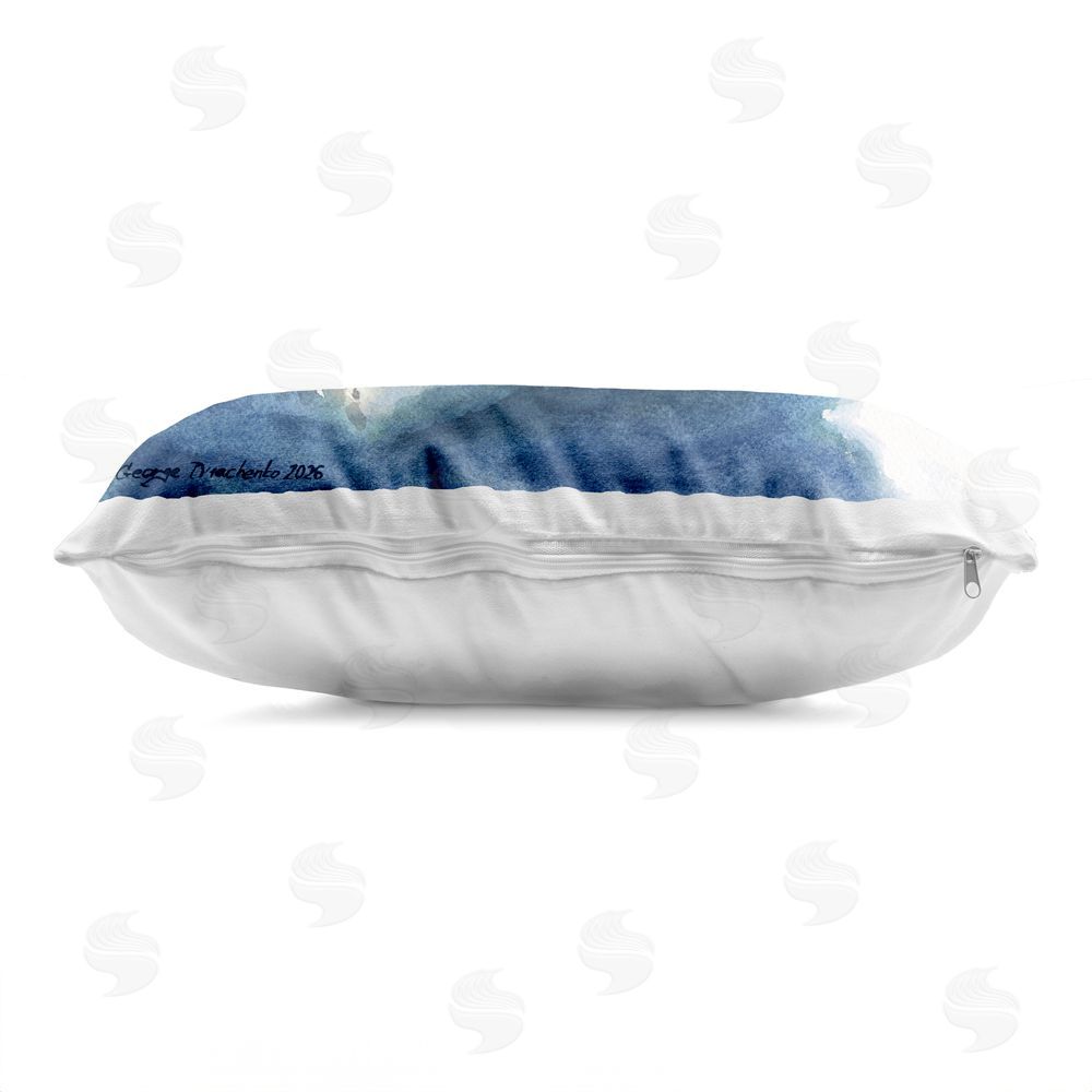 George Dyachenko Floating Polar Bear Bath Time Indoor Plush Polyester Lumbar Pillow Zipper Detail