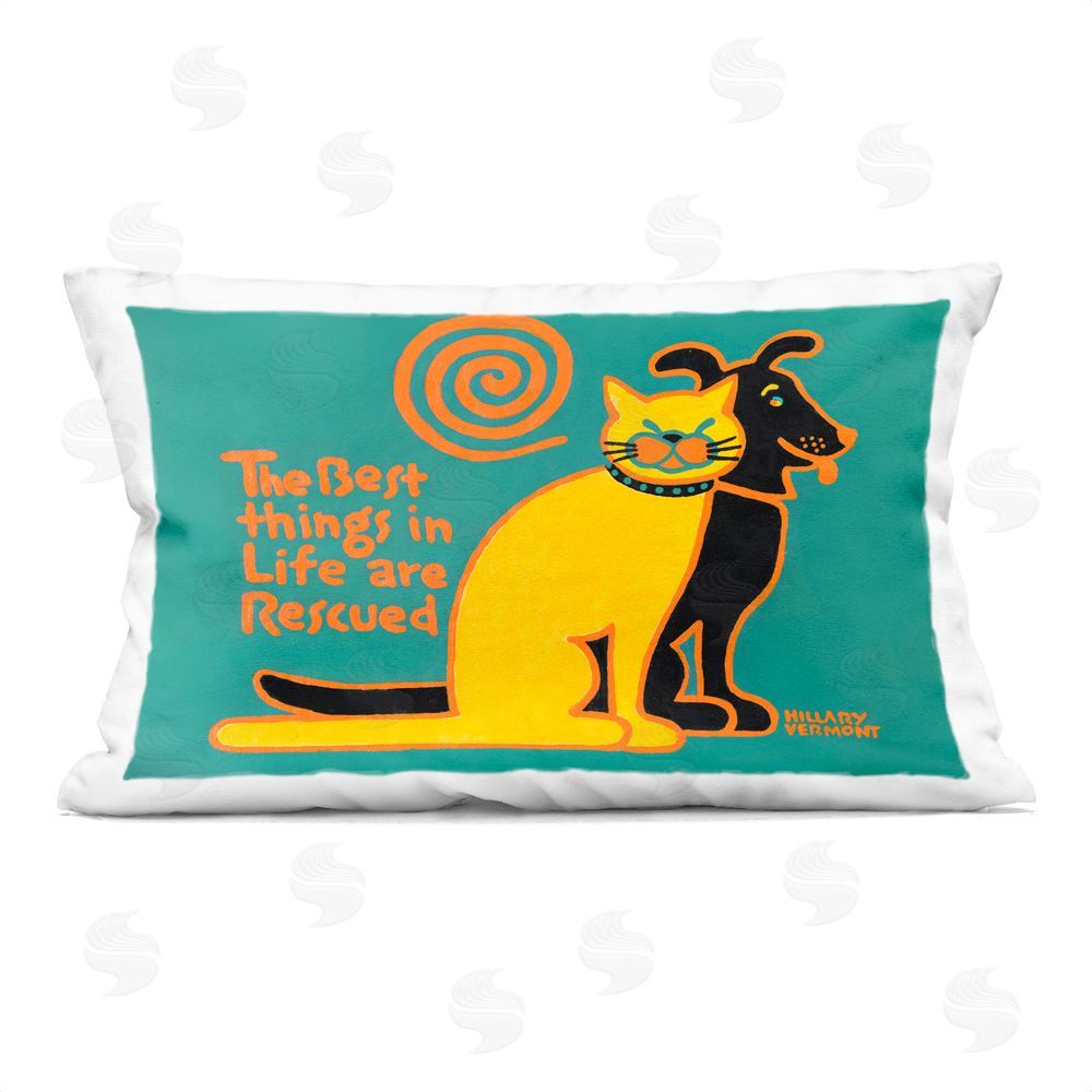 Hillary Vermont Best Things In Life Are Rescued Indoor Plush Polyester Lumbar Pillow