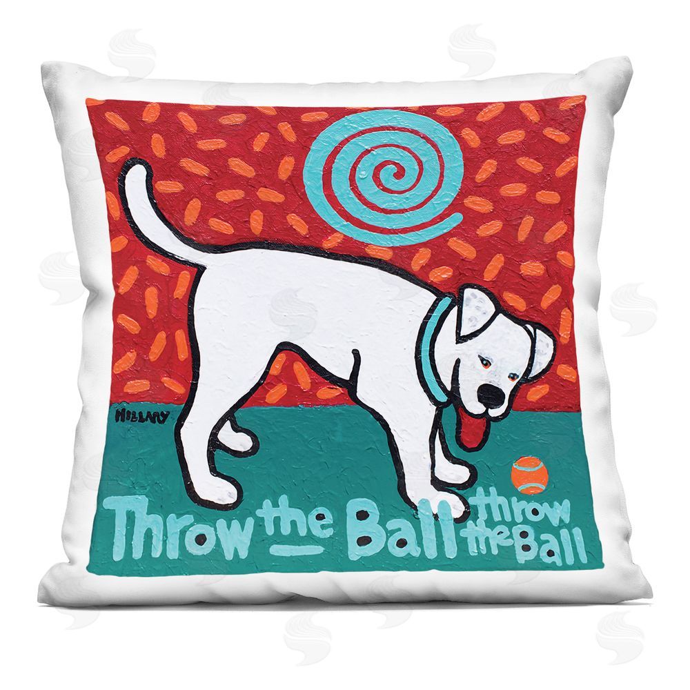 Hillary Vermont Throw The Ball Dog Indoor Plush Polyester Square Throw Pillow