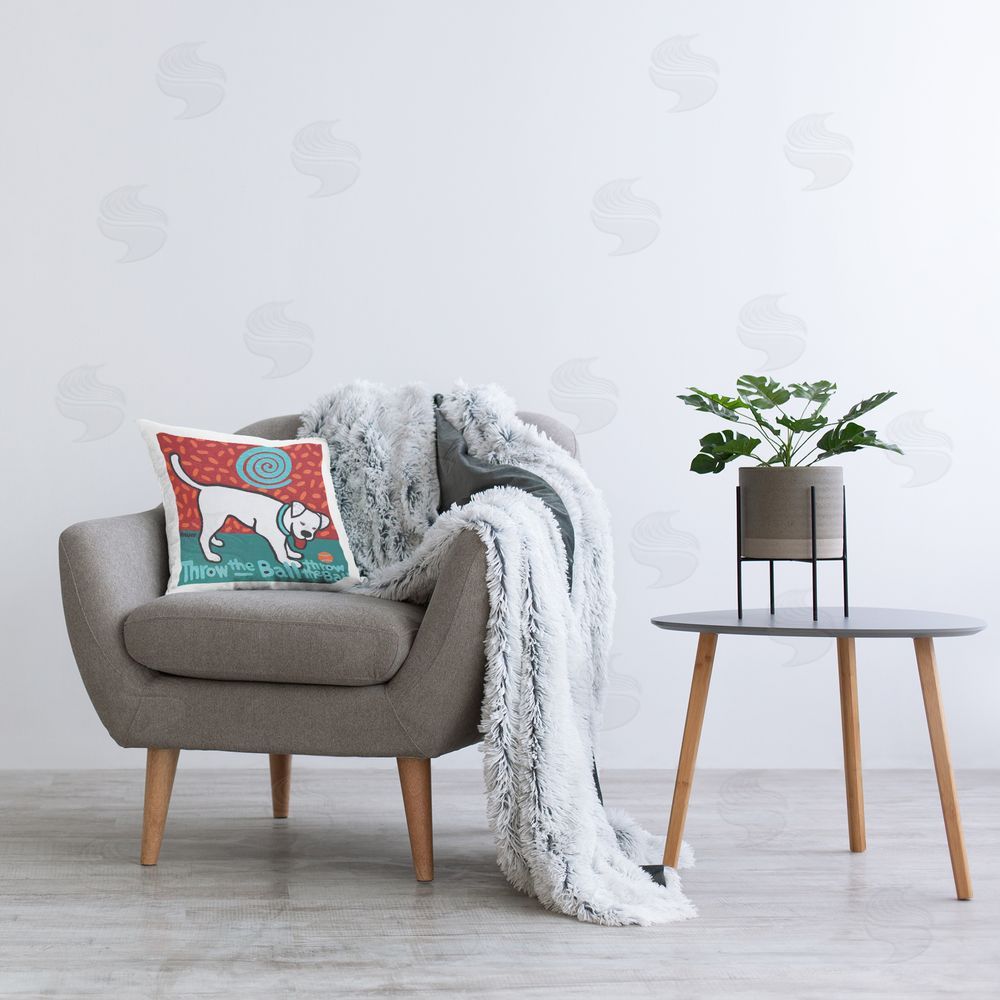 Hillary Vermont Throw The Ball Dog Plush Polyester Printed Square Pillow on Chair
