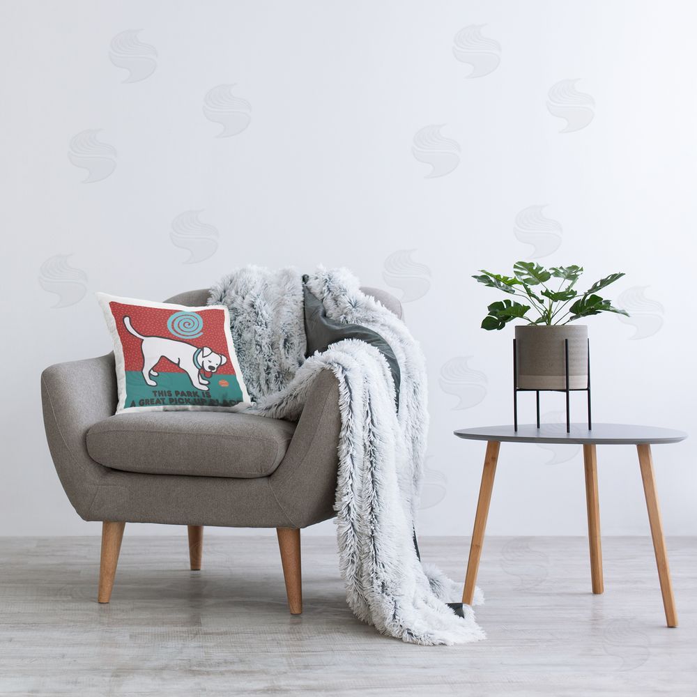 Hillary Vermont This Park Is Great Dog Plush Polyester Printed Square Pillow on Chair