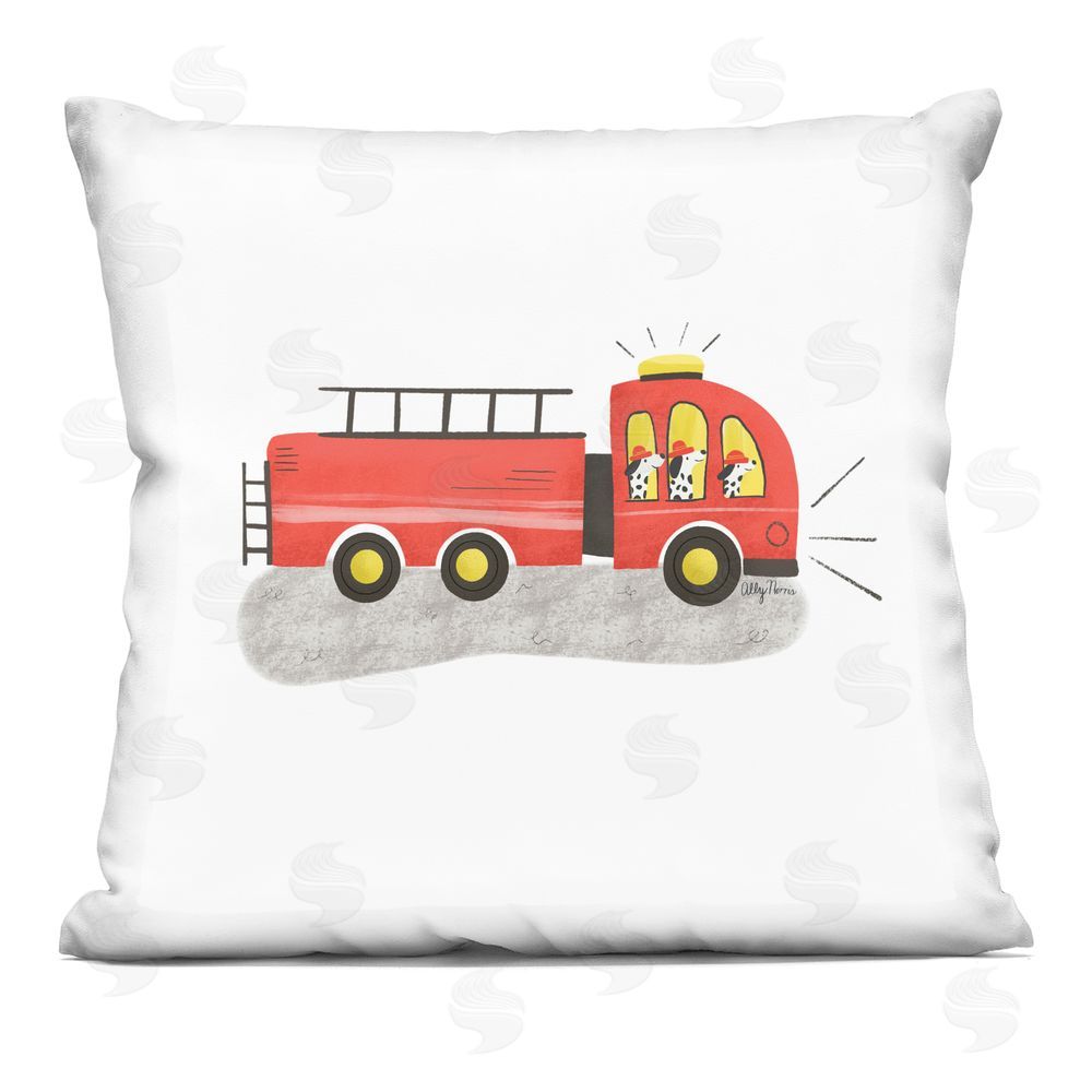 Allyson Norris Dalmatian Firetruck Helpers Indoor Plush Polyester Square Throw Pillow