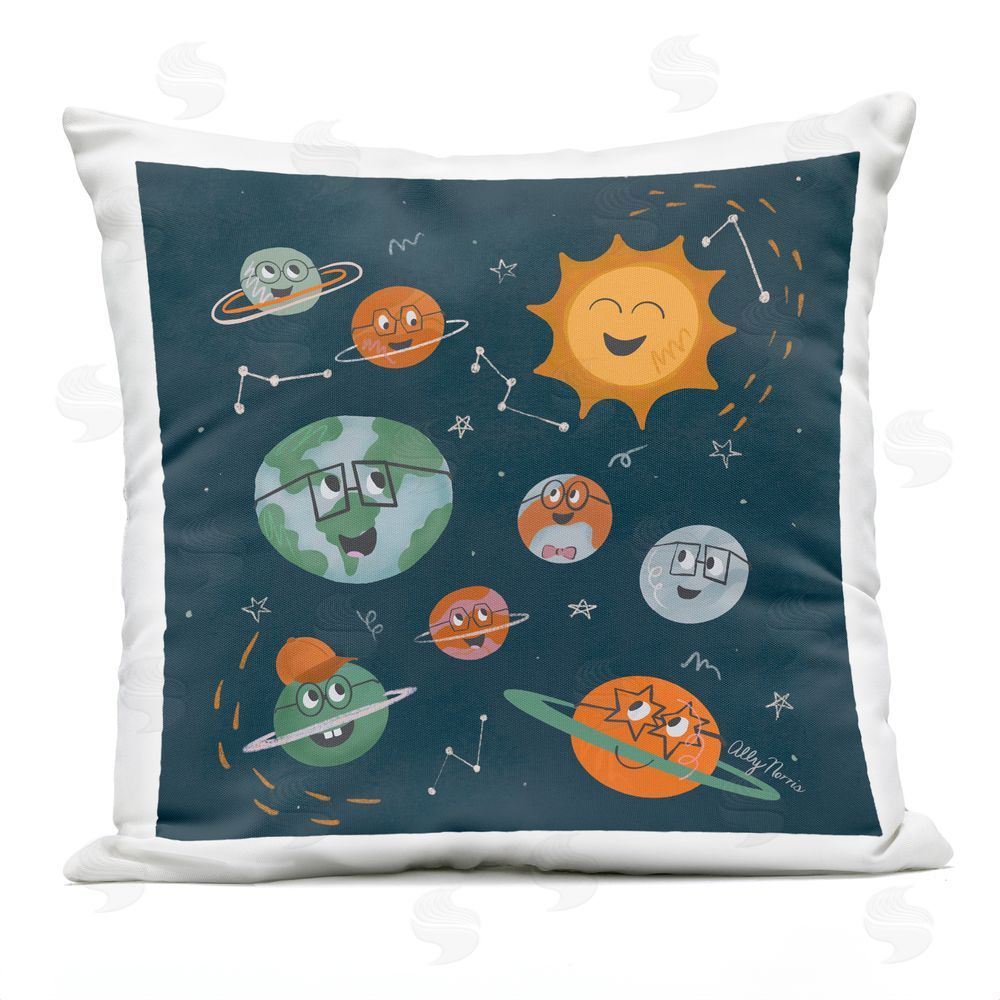Allyson Norris Happy Planet Pals in Space Outdoor Quick-Dry Polyester Square Throw Pillow