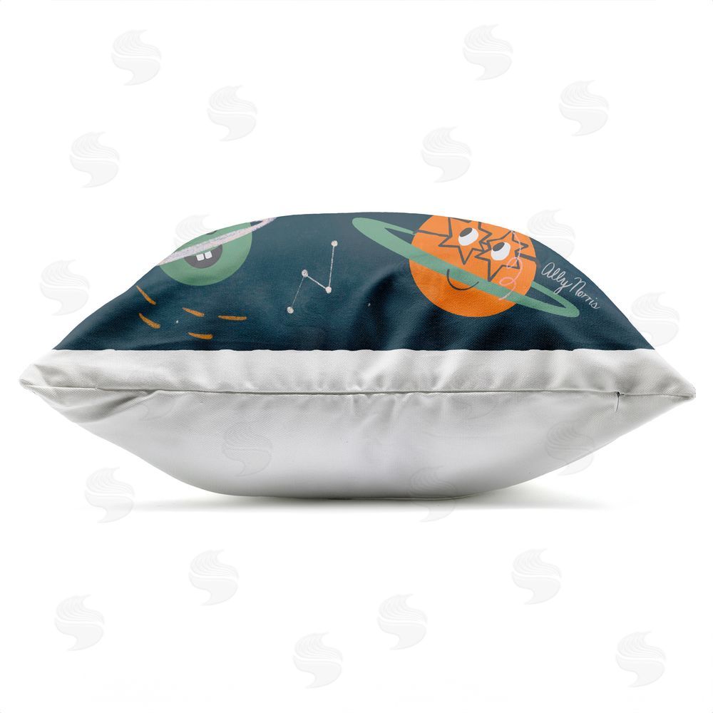 Allyson Norris Happy Planet Pals in Space Outdoor Quick-Dry Polyester Square Throw Pillow Zipper Detail