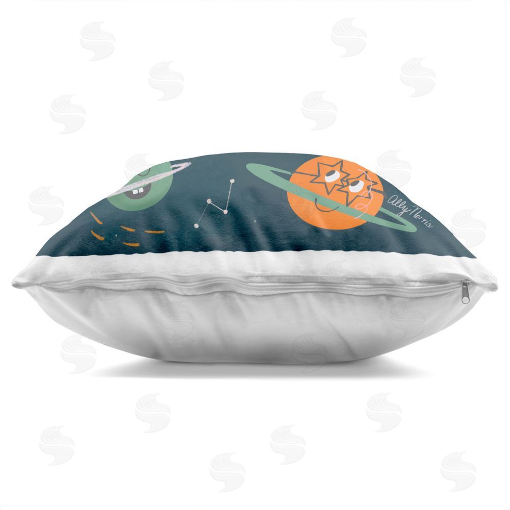 Allyson Norris Happy Planet Pals in Space Indoor Plush Polyester Square Throw Pillow Zipper Detail