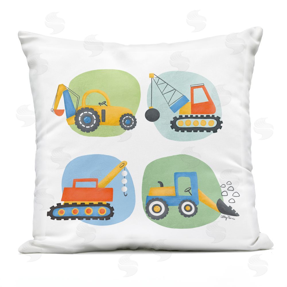 Allyson Norris Transportation Construction Vehicles Outdoor Quick-Dry Polyester Square Throw Pillow