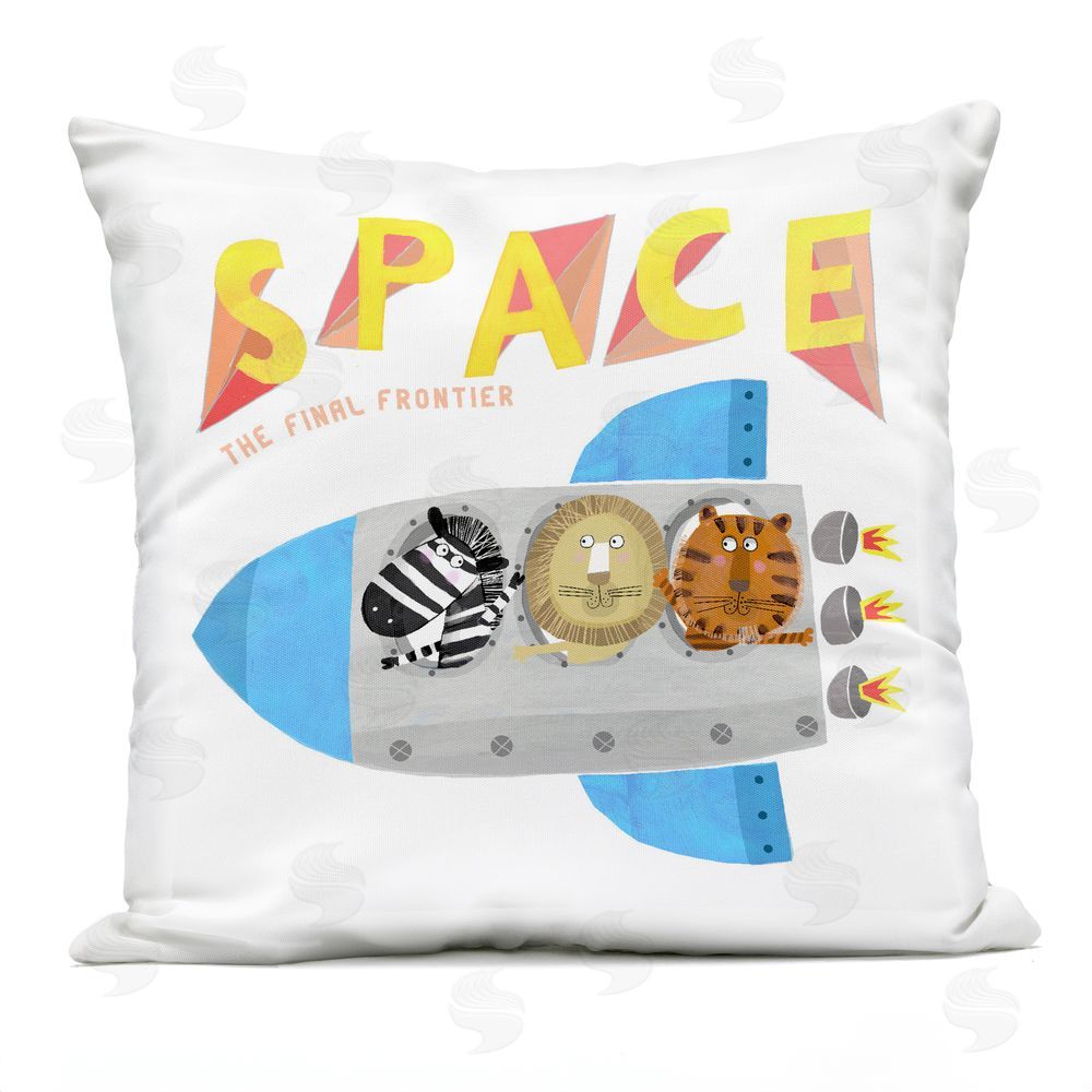 Carla Daly Space Rocket Animal Astronauts Outdoor Quick-Dry Polyester Square Throw Pillow